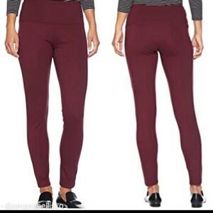 Alexander Jordan Ponte Tummy Control Solid Burgundy Wine High Waisted Leggings S